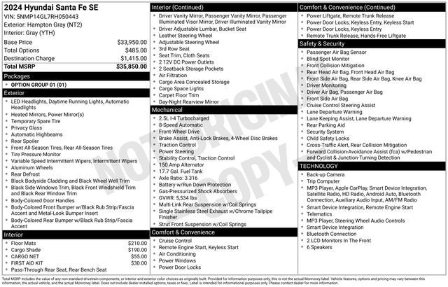 hyundai santa fe 2024 5NMP14GL7RH050443 image hyundai santa fe 2024 5NMP14GL7RH050443 image